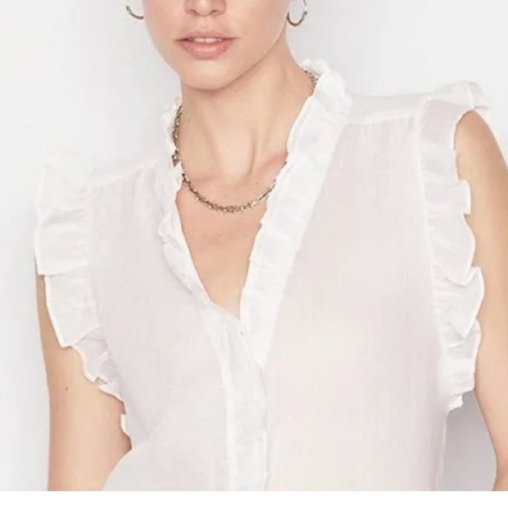 Frame Denim Ruffle Cap Sleeve Tank